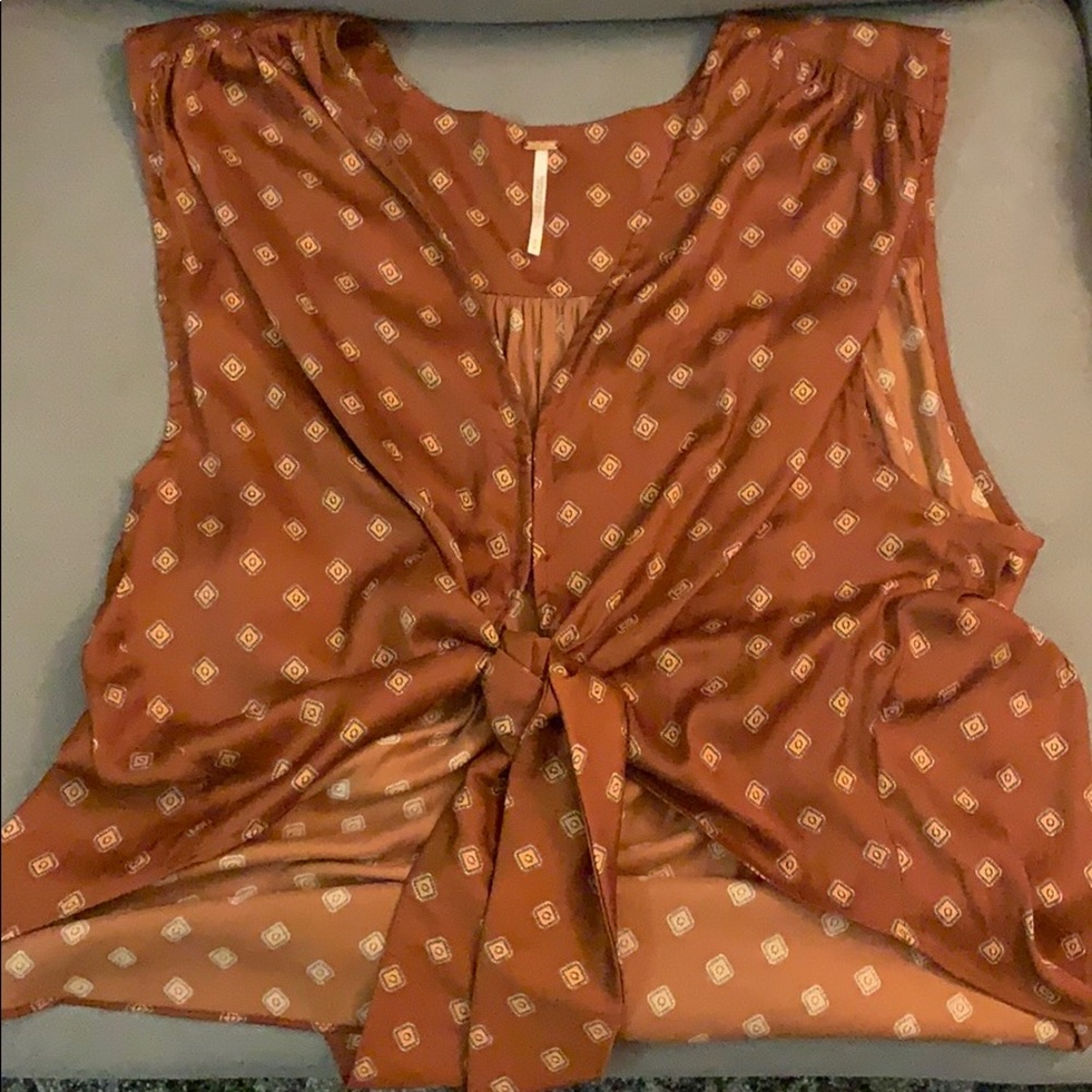 Free People Silky Tie Front Top